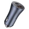 Baseus Autós Töltő U+C, PD 3.0, QC 4+, SCP FCP AFC (USB - Type C 1m kábel)  (Szürke)