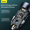 Baseus Golden Contactor Pro autós töltő, USB + USB-C, QC4.0 +, PD, SCP, 40 W, szürke + USB-C/Lighting kábel 1m (fekete)