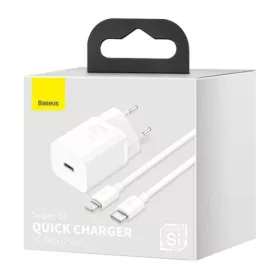   Baseus Super Si hálózati USB-C gyorstöltő 20W USB-C/Lightning kábellel (Fehér)
