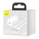 Baseus Super Si hálózati USB-C gyorstöltő 20W USB-C/Lightning kábellel (Fehér)