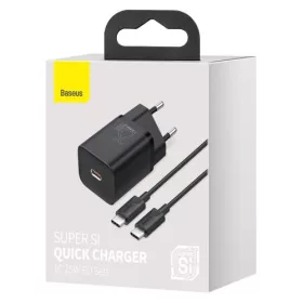   Baseus Super Si 1C 25W Gyorstöltő + USB-C/USB-C Kábel - 1m