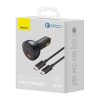 Baseus Autós Töltő U+C+C, PD 3.0, QC 5.0, PPS, ( C+C kábel 100W (20V/1.5A) 1m) 160W  (Fekete) 