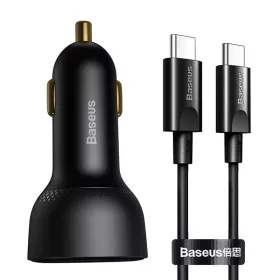   Baseus Superme USB autós töltő, USB-C, 100W + USB-C kábel (fekete)