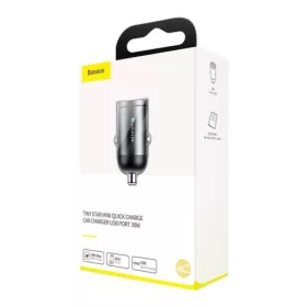   Baseus Tiny Star Mini autós gyorstöltő, U+Um 12/24V, 30W (szürke)