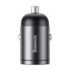 Baseus Tiny Star Mini autós gyorstöltő, U+Um 12/24V, 30W (szürke)