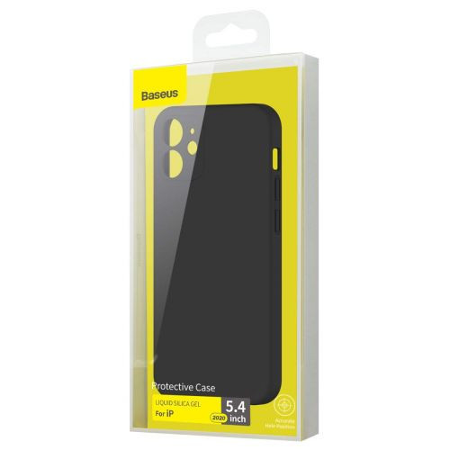 Baseus Liquid szilikon tok iPhone 12mini-hez (fekete)