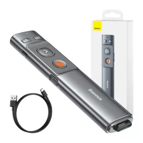   Baseus Orange Dot Multifunkcionális távirányító prezentációhoz, lézermutatóval, újratölthető (szürke)