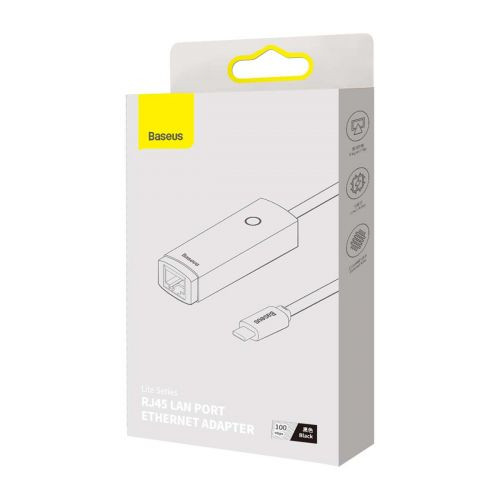 Baseus Lite Series USB-C-RJ45 hálózati adapter, 100Mbps (Fekete)
