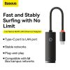 Baseus Lite Series USB-C-RJ45 hálózati adapter, 100Mbps (Fekete)
