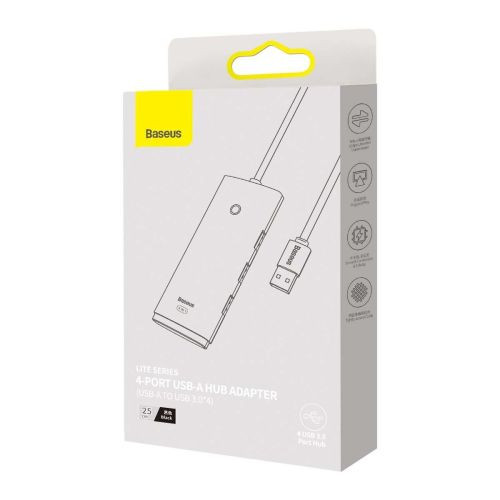 Baseus Lite Series Hub 4 az 1-ben USB - 4x USB 3.0, 25 cm (fekete)