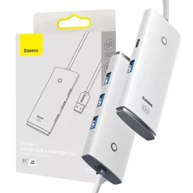   Baseus Lite Series 4 az 1-ben USB Hub - 4x USB 3.0, 25 cm (fehér)