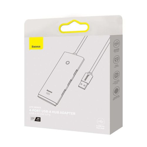 Baseus Lite Series Hub 4 az 1-ben USB - 4x USB 3.0, 1m (fekete)