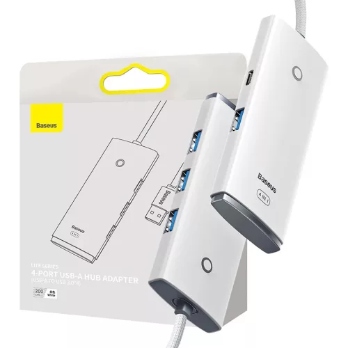 Baseus 4in1 USB 3.0 HUB, 2m, (Fehér) (WKQX030202)