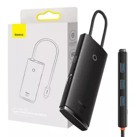   Baseus Lite Series 5 az 1-ben Hub, 3x USB 3.0+USB-C+HDMI (fekete)