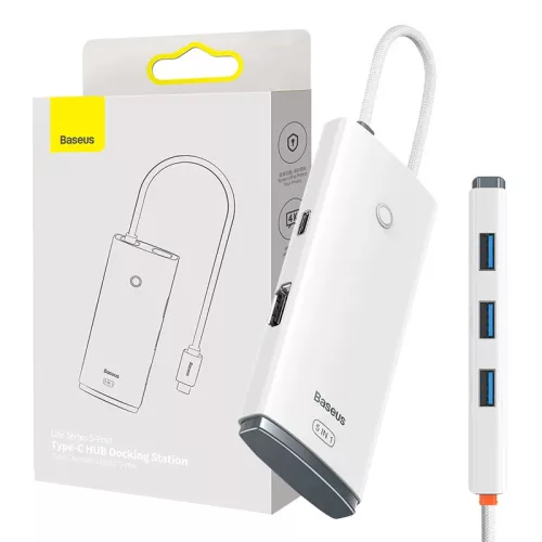 Baseus 5in1 USB-C HUB, 4x USB 3.0 + HDMI ( (Fehér) ) (WKQX040002)