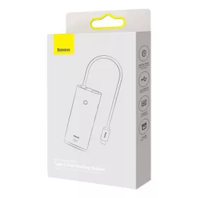   Baseus HUB Lite Series 5in1 Multifunkcionális HUB (Type-C to 2x USB 3.0 / Type-C / HDMI 1.4 / SD/TF) Fehér (WKQX050002)