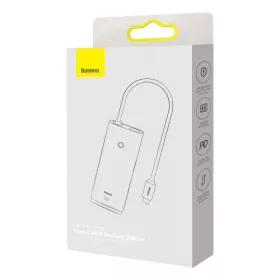  Baseus Lite Series Hub 6 az 1-ben USB-C - 2x USB 3.0 + USB-C PD + HDMI + SD/TF (fehér)