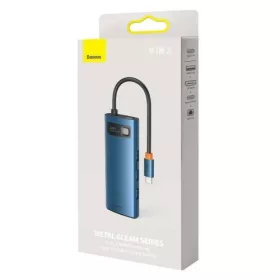   Baseus adapter 6 az 1-ben USB-C hub 3x USB 3.0 + HDMI + USB-C PD 4K HD (kék)