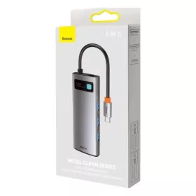   Baseus adapter 5 az 1-ben USB-C hub 3x USB 3.0 + HDMI + USB-C PD (szürke)