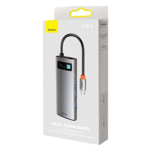 Baseus adapter 5 az 1-ben USB-C hub 3x USB 3.0 + HDMI + USB-C PD (szürke)