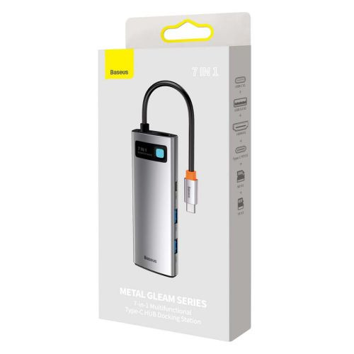 Baseus adapter 7 az 1-ben USB-C hub 2x USB 3.0 + HDMI + USB-C PD (szürke)