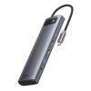 Baseus Metal Gleam hub 12 az 1-ben HDMI / DP / USB / USB-C / Mini jack 3.5mm / RJ45 / SD / TF (szürke)
