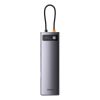 Baseus Metal Gleam hub 12 az 1-ben HDMI / DP / USB / USB-C / Mini jack 3.5mm / RJ45 / SD / TF (szürke)