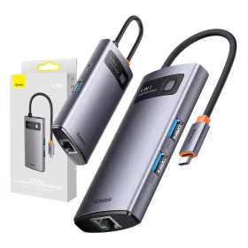   Baseus Metal Gleam Series 4 az 1-ben hub, USB-C - 3x USB 3.0 / Ethernet RJ45