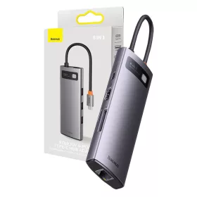   Baseus StarJoy Series Hub 8 az 1-ben USB-C - 3x USB 3.1 + HDMI + USB-C PD + RJ45 + microSD/SD