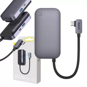   Baseus PadJoy 4 az 1-ben hub, USB-C - USB 3.0 + HDMI + USB-C PD + jack 3.5mm (szürke)