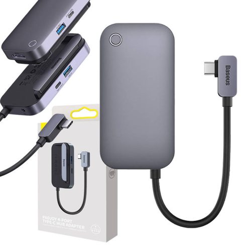 Baseus PadJoy 4 az 1-ben hub, USB-C - USB 3.0 + HDMI + USB-C PD + jack 3.5mm (szürke)