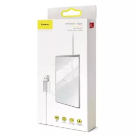   Baseus Ultra-thin vezeték nélküli töltő, 15W, USB kábellel, 1m , (Ezüst/Fehér)