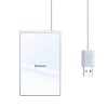 Baseus Ultra-thin vezeték nélküli töltő, 15W, USB kábellel, 1m , (Ezüst/Fehér)
