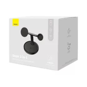   Baseus Swan 3in1 MagSafe Vezeték Nélküli töltő, 15W, (Fekete)