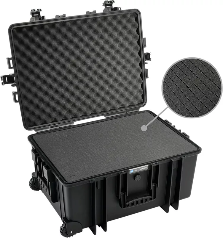 BW Outdoor Cases 6800 keménytok, fekete, előre vágott habbet