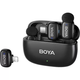   Boya Mini-12 Ultracompact 2.4GHz Vezeték Nélküli Mikrofon (Lightning & USB-C) | 2+1 (Fekete)