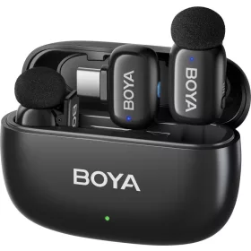   Boya Mini-14 Ultracompact 2.4GHz Vezeték Nélküli Mikrofon (USB-C) | 2+1 (Fekete)
