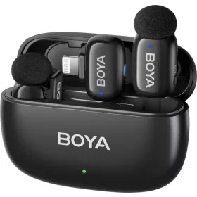   Boya Mini-14 Ultracompact 2.4GHz Vezeték Nélküli Mikrofon (Apple Lightning) | 2+1 (Fekete)