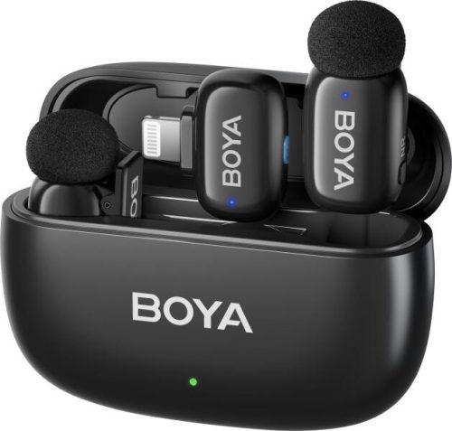 Boya Mini-14 Ultracompact 2.4GHz Vezeték Nélküli Mikrofon (Apple Lightning) | 2+1 (Fekete)