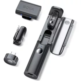   BOYA Microphone Wireless Magic-03 2.4GHz with 2 transmitters and 2 receivers (Type-C, and 3.5mm Female) Black EU