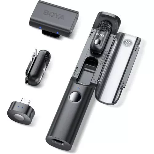 BOYA Microphone Wireless Magic-03 2.4GHz with 2 transmitters and 2 receivers (Type-C, and 3.5mm Female) Black EU