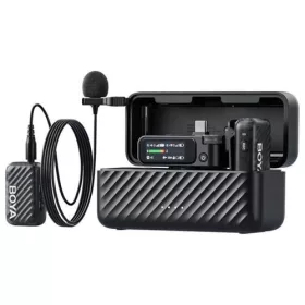  BOYA Microphone Wireless and Wired BOYAMIC 2-01 2.4GHz, AI Powered Noise Cancellation with 2 receivers and 1 transmitter (Type-C) Black EU