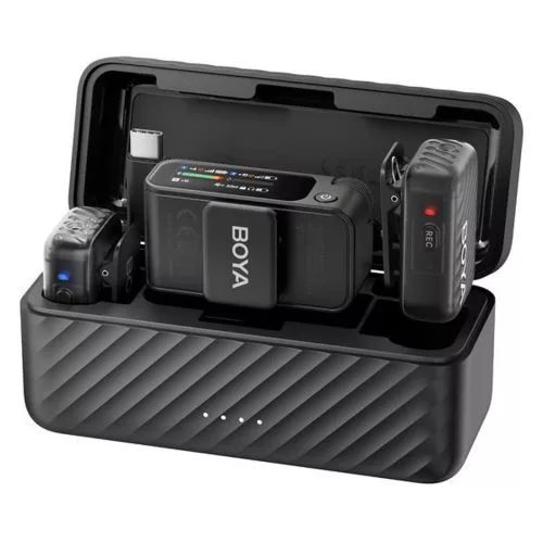 BOYA Microphone Wireless BOYAMIC 2-02 2.4GHz, AI Powered Noise Cancellation with 2 receivers and 1 transmitter (Type-C) Black EU