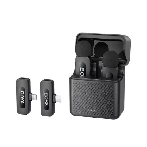 BOYA Microphone Wireless BY-V3 Combo 2.4GHz, with 2 transmitters and 2 receivers (Type-C and Lightning) Black EU