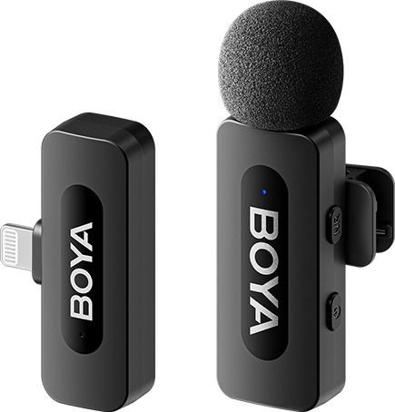 BOYA BY-V1 Ultra-kicsi 2.4GHz Vezeték nélküli Mikrofon Kit (Apple iOS/ iPhone Lightning)  v2.0 | 1+1