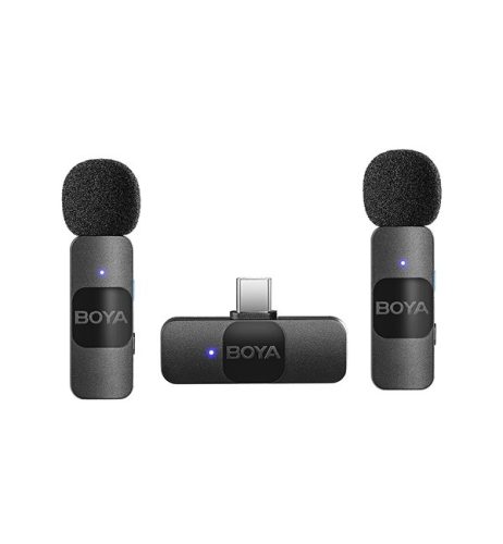 BOYA BY-V20 Ultra-kicsi 2.4GHz Vezeték nélküli Mikrofon Kit (USB-C / PC-Android csatlakozás)| 2+1