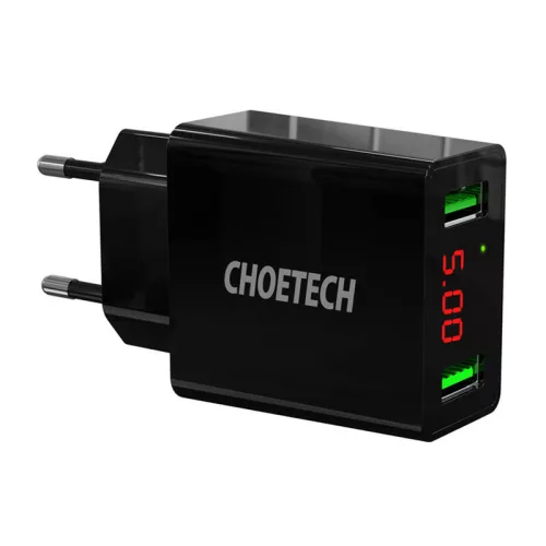 Choetech 2 Portos USB-A Hálózati Töltő Kijelzővel (C0028)