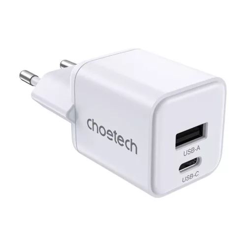 Choetech 30W Dual Portos USB-C És USB-A Fali Töltő (PD5012-White)