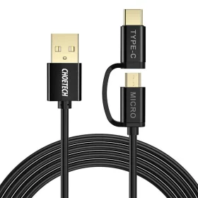 Choetech 2in1 USB kábel USB-C / Micro USB, (fekete)