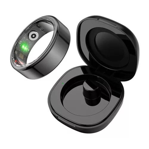 COLMI R02 okosgyűrű töltőtokkal (fekete, 12-es méret, 21,3mm)